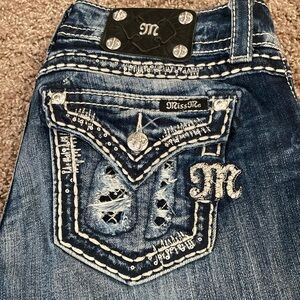 Miss Me Jeans with Embellished & Distressed Pockets